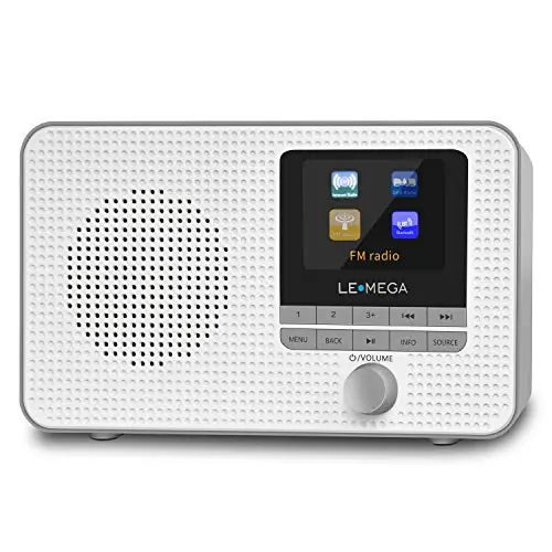 LEMEGA IR1 Tragbares WiFi Internetradio,Dab/Dab+/FM Digitalradio,Bluetooth,Doppelwecker,Schlaf-Snooze-Timer,60 Voreinstellungen,Kopfhörerausgang,Farbdisplay,Batterie- Oder Netzbetrieb, Gris