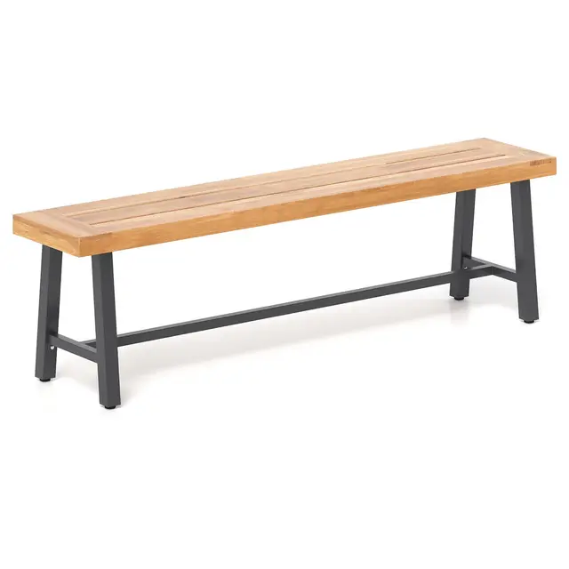 COSTWAY Banc Exterieur en Bois d'Acacia 160 x 32 x 45 cm, 3 Places, Capacité 360 kg, Coussinets Antidérapants, Pieds en Métal pour Jardin Porche Terrasse (160 cm,1)