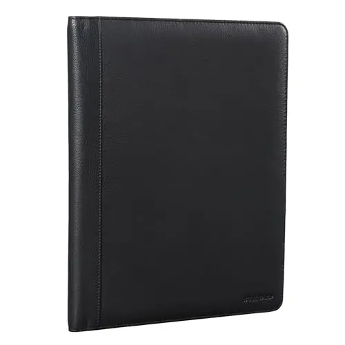 STILORD 'Malcolm' Organiseur A4 Cuir Porte-Documents Conférencier Vintage Portfolio pour Business Bureau Agenda d'affaires en Cuir Véritable, Couleur:Noir