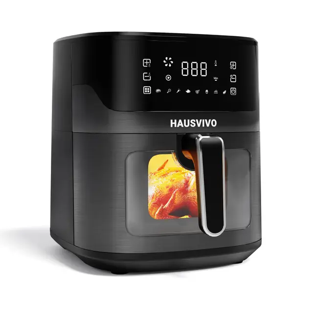 Friteuse à Air 6,5L | 1600W Airfryer Sans Huile avec Fenêtre Visible | 8 Programmes, Écran Tactile, Panier Antiadhésif, Compatible Lave-Vaisselle