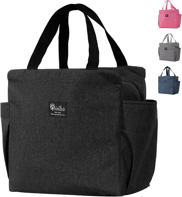 Sac Isotherme Repas, 9L Lunch Bag Imperméable en Feuille d'Aluminium, Glaciere Souple Isotherme, Sac Repas Isotherme Femme Homme, Portable Sacs Isothermes Travail Bureau École Enfant (Noir)