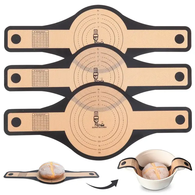 Super Kitchen Élingues à Pain en Silicone Noir – Lot de 3