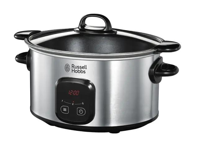 Russell Hobbs Mijoteur Electrique [Familial] Maxicook (6 L, Cuve 2 en 1 en ceramique amovible: cuisson sur plaque ou brûleur à gaz, Commande digitale, 3 réglages de cuisson, Base en inox) 22750-56