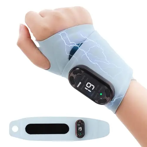 Électrostimulateur Musculaire,EMS/TENS Électrostimulateur Relaxant à Poignet,8 Modes et 19 Niveaux d'Intensité,Rechargeable,Soulage vos douleurs au quotidien,Douleurs musculaires