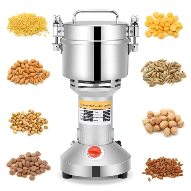500g Portable Grinder 220V Herb Grain Épice Céréales Broyeur Machine,36000r / min moulin à farine électrique 3 Lames Machine De Broyage De Synchronisation