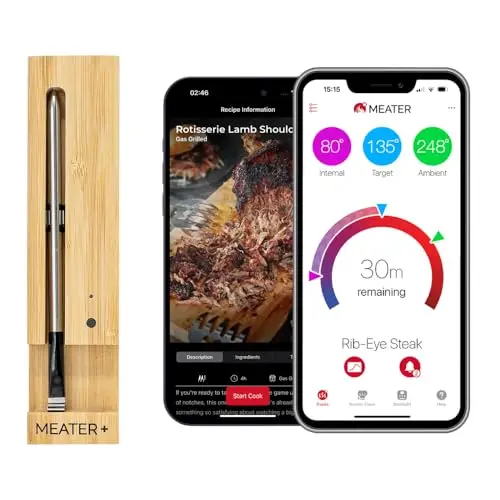 MEATER Plus | Jusqu'à 50m Longue Portée Thermomètre à Viande Intelligent Sans Fil Pour Gril, Four, Cuisine, Barbecue, Rôtissoire avec Connectivité Bluetooth et WiFi