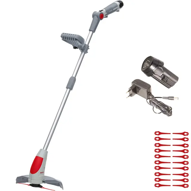 IKRA Coupe-Bordures sans Fil IART 1224 avec Batterie, Chargeur & 20 Lames en Nylon, léger 1,5kg