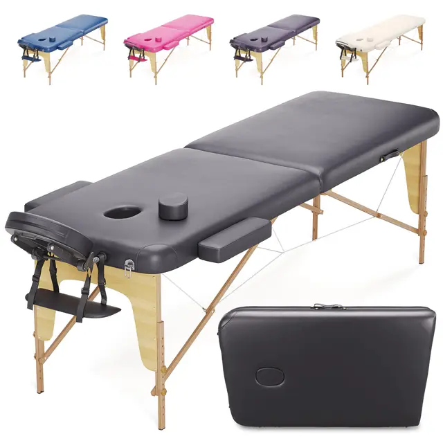 BELTOM® Table de Massage 2 Zones Portables Cosmetique lit esthetique avec Panneau Reiki - Noir