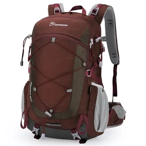 MOUNTAINTOP Sac à dos de randonnée 40 l résistant à l'eau Sac à dos de trekking pour homme et femme Sac à dos de voyage 55 x 35 x 25 cm