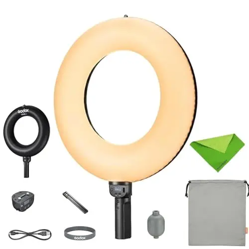 Godox LR150 Air Lampe annulaire LED Gonflable et Portable, Bicolore avec Batterie intégrée, CCT 2800K-6500K, CRI 97+, TLCI 98+, Rechargeable Via USB-C, pour créateurs de Contenu