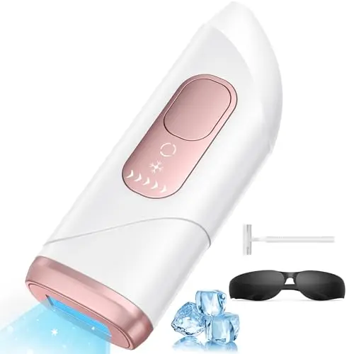 Épilateur Lumière Pulsée avec Fonction de Refroidissement, IPL avec Flashes Illimités, 5 Niveaux d’Énergie, Épilateur à Lumière Pulsée pour Femmes et Hommes, Aisselles, Jambes, Maillot, Visage