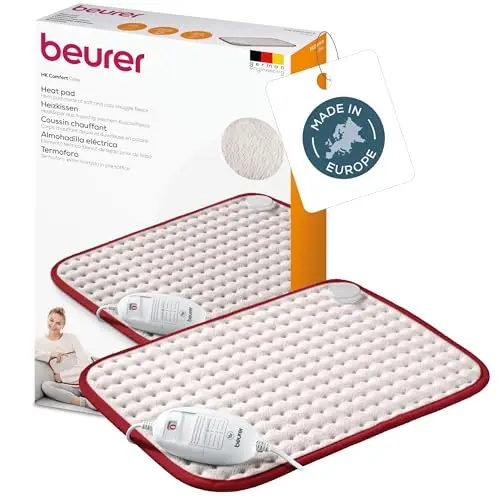 Beurer Coussin chauffant HK Comfort, coussin chauffant électrique flexible avec surface super douce, chaleur réglable avec 3 réglages de température, lavable en machine, arrêt automatique, 100 watts, 44 x 33 cm