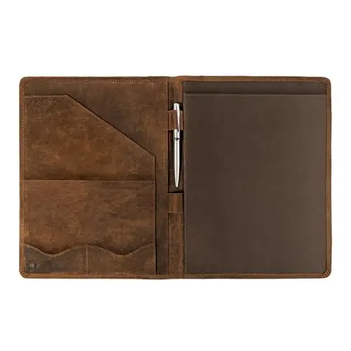 Porte-Documents A4 Professionnel en Cuir – Compartiments Documents CV Stylo de Luxe Élégant Agenda Folio pour Ecrire Bloc-notes et Porte-cartes - Cadeau Porte-document Homme ou Femme MOONSTER®