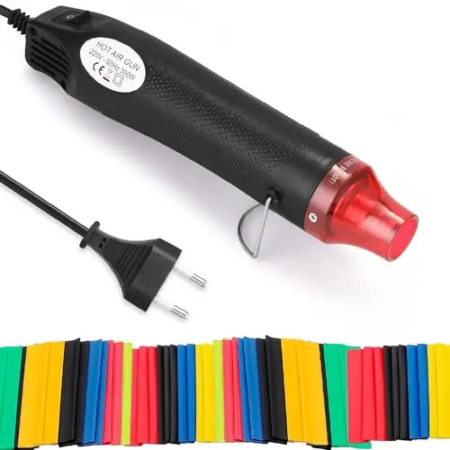 mizikuu Mini Pistolet à Air Chaud, 200℃ Décapeur Thermique avec 328 Gaine Thermorétractable Heat Tool Mini Pistolet à air pour Gaufrage, Gaines thermorétractable, Epoxy, Emballage Rétractable
