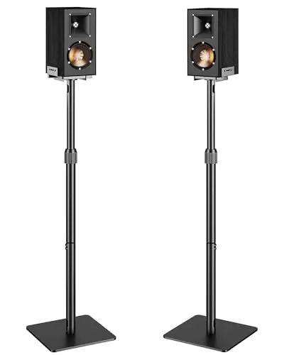 PEGZONE Lot de 2 supports universels pour enceintes, hauteur réglable de 85,8 cm à 112,8 cm, capacité de charge de 5 kg, compatible avec Bose/JBL/Sony, couleur noir