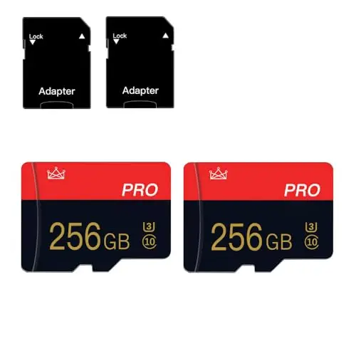 256GB Micro Memory Card Class 10 Memory Cards with Adapter Class 10 High Speed Mini TF Card for Smartphones/Camera/Tablet 2-Pack