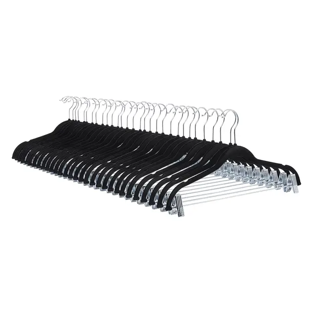 Amazon Basics Cintres en velours avec pinces pour jupes - lot de 24, noir