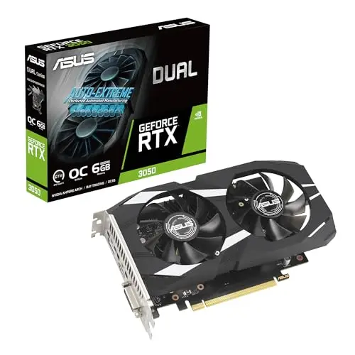 ASUS GeForce RTX 3050 LP BRK OC Edition 6 Go GDDR6 (IP5X résistance à la poussière, double roulement à billes, support en acier inoxydable, PCIe 4.0, DLSS 3, HDMI 2.1, DisplayPort 1.4a, DVI-D et plus)