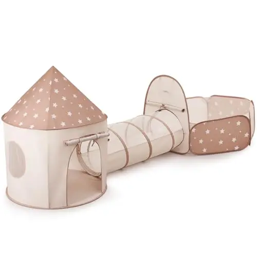 Sumbababy Tente Enfants Intérieur: Tente de Jeu+Tunnel Enfant+Piscine à balles Pliable 3-en-1 - Grande Aire de Jeux de Jardin pour garçons Filles Bebe - Pop Up Enfant Extérieur Cadeaux d'anniversaire