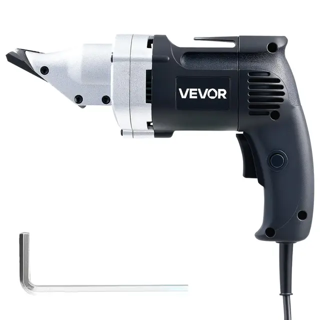 VEVOR Cisaille à Tôle Électrique, 4 A, Cisaille à Métaux Filaire avec Tête Pivotante 360°, Vitesse Variable, Coupe Continue et Nette, pour Acier Galvanisé 1,22 mm, Acier Inoxydable 1,22 mm, 2500 SPM