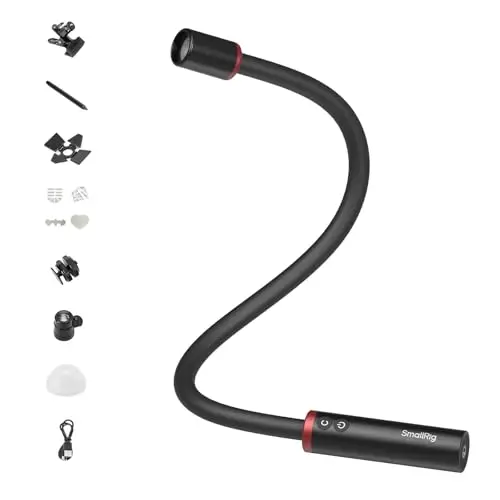 SMALLRIG RM 03 Lampe LED pour Macrophotographie, Angle de Faisceau Réglable, 5 Couleurs, CRI 95, TLCI 92, Bras Macro pour Caméra avec Adaptateur pour Griffe, Pince, Diffuseur, Etanchéité IP54-5480