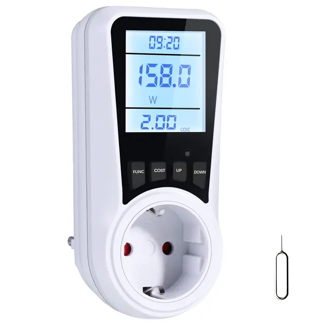 Vinabo Wattmètre Prise Compteur d'Énergie, Consommation avec 7 Modes Surveillance,Prise Consommation Electrique pour Économie d'Energie,Écran LCD Rétroéclairé
