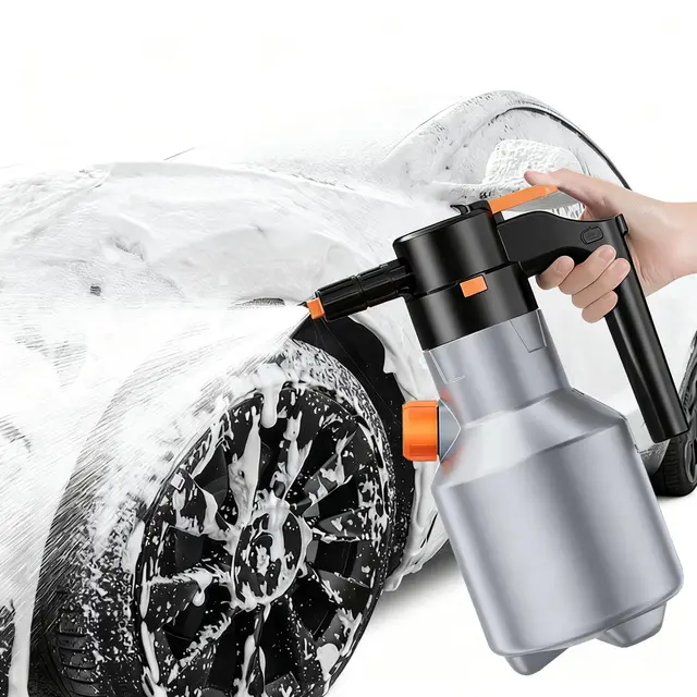 Pulvérisateur de Mousse Électrique 2L, Flacon Pulvérisateur à Mousse Voiture sans Fil et Rechargeable, Portable Autolaveuse à Mousses Jet Grand Angle 75° pour Nettoyage de la Auto Moto et Jardin