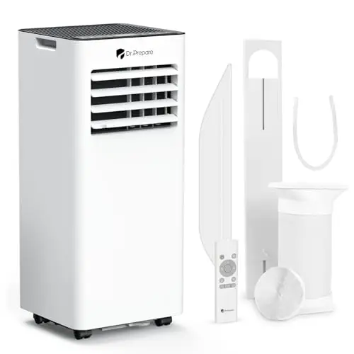 Dr.Prepare Mobiles Klimagerät 7000 BTU 4 in1 mit Fernsteuerung Kühlen Ventilieren Entfeuchten Automatische Abtauung, Mobile Klimaanlage mit Abluftschlauch