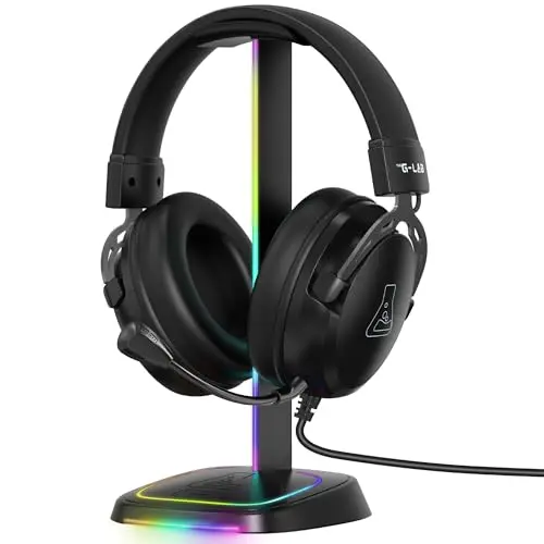 The G-Lab K-Stand Néon RGB – Support Casque Gamer avec Éclairage LED - Porte Casque Rétroéclairé avec Bouton on/Off et Sélection de Couleur - Cadeau Gaming idéal