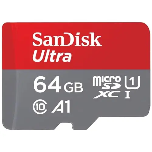SanDisk 64 Go Ultra microSDXC UHS-I Carte + Adaptateur SD, avec jusqu'à 140 Mo/s, Classe 10, U1, homologuée A1