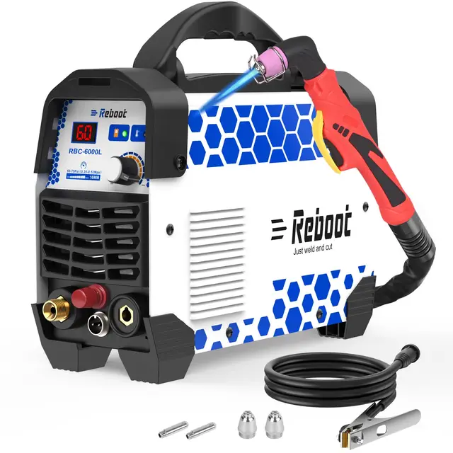 Reboot RBC6000L Coupe-plasma 60A – Arc pilote sans contact, 240V, Coupe max 16mm & Coupe propre 10mm, avec kit de consommables