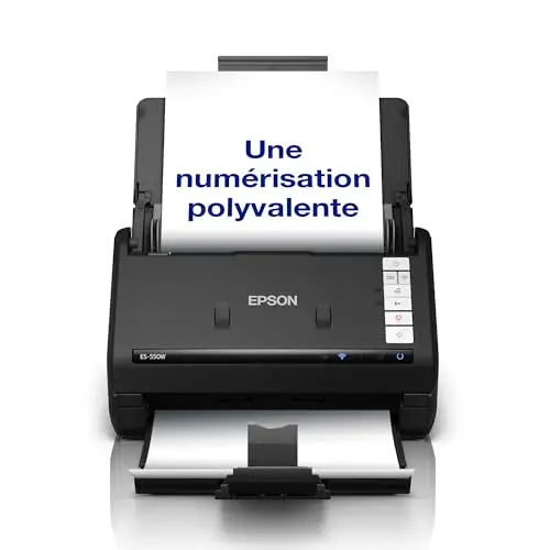 Epson Workforce ES-550W Wireless Dokumentenscanner | 45 S./Min. / 90 ipm | 100-Blatt-Automatischer Dokumenteneinzug | Farbe | USB-Konnektivität | BIS zu A4