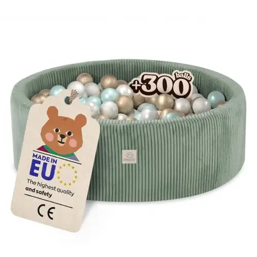 MISIOO Piscine à balles avec rembourrage en mousse – 90 x 30 cm – 300 balles – Balles de piscine à balles de qualité supérieure pour enfants – Jouet doux et sûr – Lavable