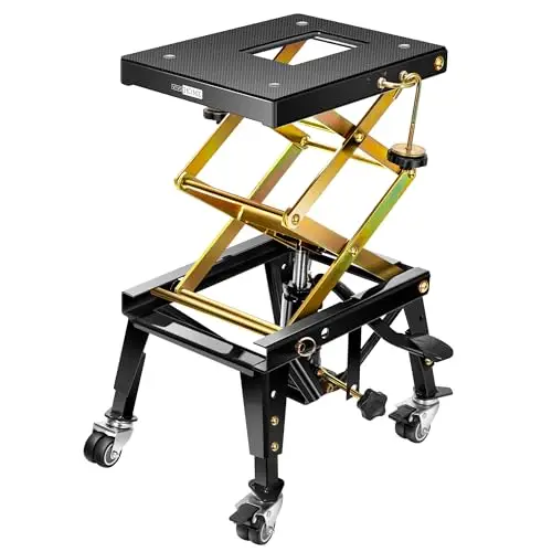 VIVOHOME Cric de Moto160kg Hauteur de Levage 34-85cm Pont Élévateur Hydraulique Plate-Forme Antidérapante Table Élévatrice pour ATV Dirtbike Noir