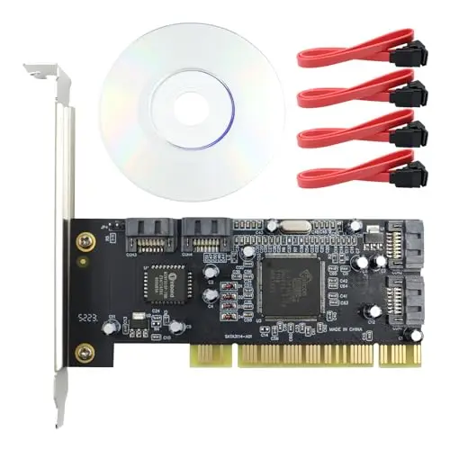 POFET Carte Pci SATA, câble de Carte d'extension de Disque Dur à 4 Ports prenant en Charge Raid 0 Raid 1 Raid 5 Mode Raid 0 + 1 prenant en Charge JBOD avec Connexion