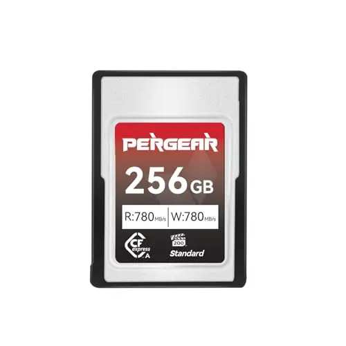 Pergear 256GB CFexpress Type A de Carte mémoire, Vitesse de Lecture Jusqu'à 780 Mo/s et Vitesse D'écriture de 780 Mo/s pour L'enregistrement 4K 120P, 8K 30P, (Série Standard)