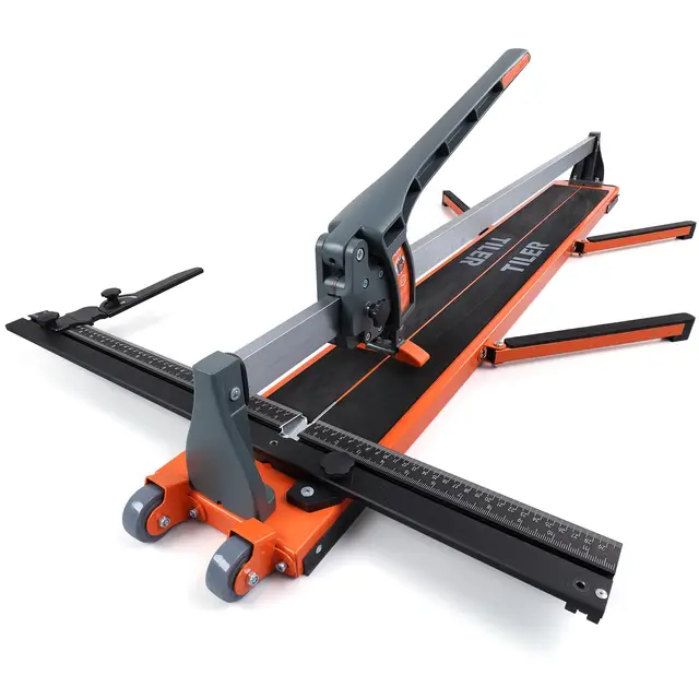 TILER Carrelette Professionnelle 1200 mm, Coupe-Carreaux Manuel Monorail pour Grès Cérame et Carrelage Grand Format, Coupe jusqu'à 16 mm, Guide d’Angle 0-60°, 4 Bras de Support Pliables