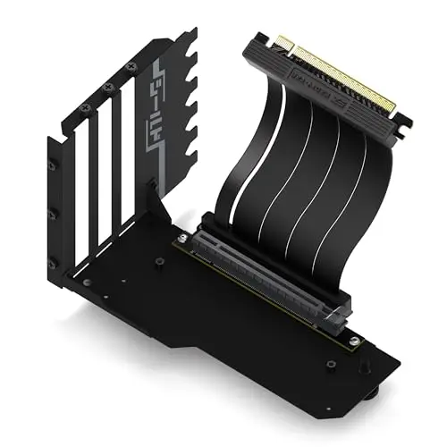 EZDIY-FAB Support vertical pour GPU avec câble PCIE 4.0 Riser,série Shield,extension flexible de 115 mm,connecteur à 90 degrés,compatible uniquement avec les emplacements PCIe entièrement ouverts-Noir
