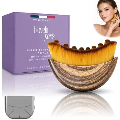 Brosse Lymphatique Visage – Brosse Drainage Lymphatique Visage Anti-Ride, Poils Doux – Stimule la Circulation, Détox, Anti-Poches & Anti-Cernes – Soin Beauté Naturel