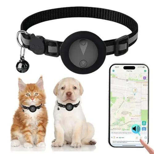 Collier GPS Chat Enregistrement des Trajets sur 7 Jours Collier GPS pour Chien Compatible avec iOS et Android GP S Chien Suivi en Temps RéEl GP S Tracker Traceur pour Animaux éTanche IP67 - Noir Mat