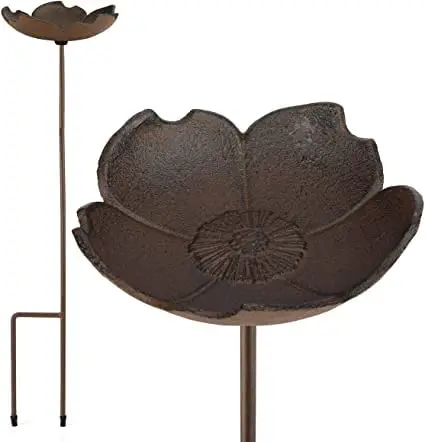 WILDLIFE FRIEND I Bain d'oiseaux Debout sur Tige, Hauteur 73cm - Bouton d'or en Fonte résistant au Gel I Bain d'oiseaux, Distributeur de Nourriture pour Oiseaux Sauvages dans Le Jardin Balcon