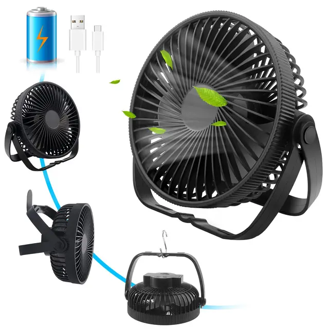 USB Ventilateur de Table - Silencieux Petit Ventilateur de Bureau avec Batterie, Rechargeable Ventilo Portable 360° Ajustable, Puissant USB Ventilateur a Pile pour Chambre, Camping, Bureau