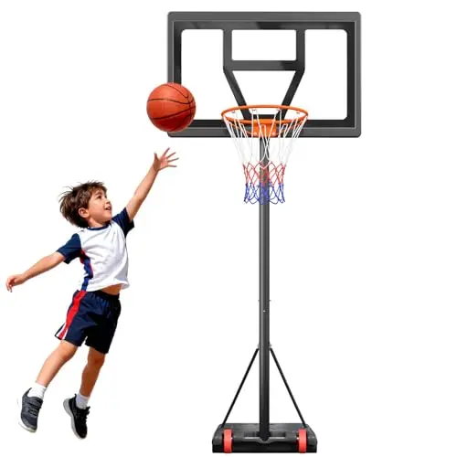 Dripex Panier de basket-ball d'extérieur pour enfants avec support à partir de 3 ans, panier de basket-ball réglable en hauteur de 0,9 à 2,1 m, convient pour la cour, l'allée et l'intérieur