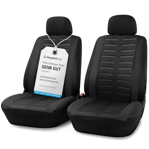 upgrade4cars Housses de Siège Avant Set Version 2026 | Housses Universelles en Noir pour Conducteur et Passager | Accessoires Intérieur Auto Décoration