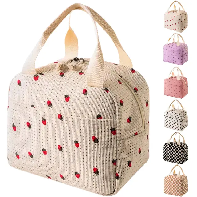 Arae Sac à Lunch Femme Réutilisable - Grande Lunchbox Isolée Sac Léger pour Travail, Voyage, Plage - Beige
