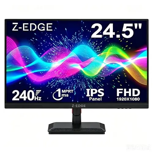 Z-Edge Ecran Gaming 25'' 240 Hz, IPS Panel, FHD 1080P, 1ms MPRT, FreeSync, Moniteur PC Gamer LED 16:9, Inclinaison Réglable, 350cd/m², HDMI2.0 & DP1.4, VESA 100 * 100mm (HDMI Câble Inclus)