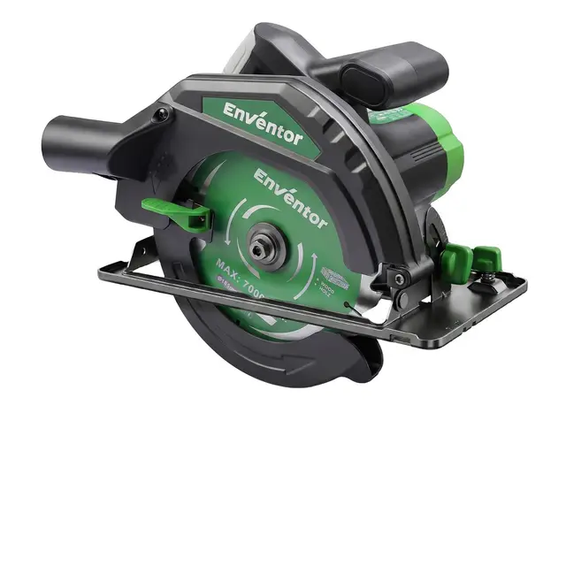 ENVENTOR 1300W Scie Circulaire, 5000RPM Scies Circulaires Électriques Filaire, Moteur Puissant, coupe 65 mm (90 °), 44 mm (45 °), (Diamètre de Lame de Scie : 185 mm), pour Bois, PVC