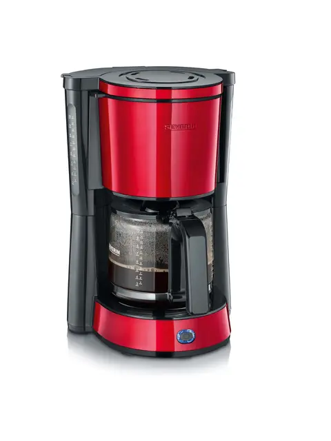 SEVERIN Cafetière Filtre "Type", 1 000W, 1,4L, Juqu'à 10 tasses, Porte-filtre amovible, Système anti-goutte, Noir/Rouge, KA 4817