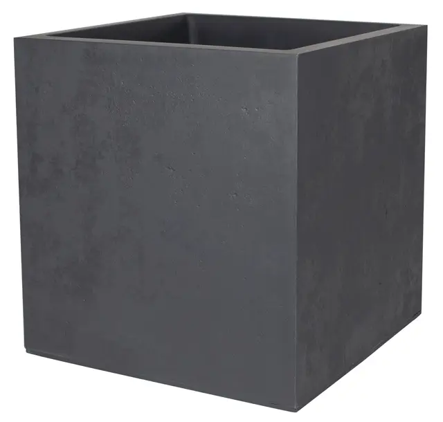 EDA - Pot Carré 40 cm Basalt - 31 L - Décor Imitation Béton - Utilisable à l'Intérieur et à l'Extérieur - Zone de Rétention d'eau pour Limiter l'Arrosage - 39,5 x 39,5 x H. 43,5 cm - Gris Anthracite