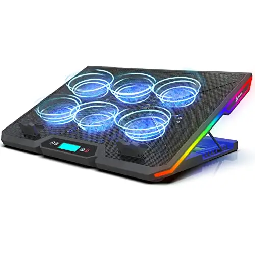KLIM Glacier Refroidisseur PC - Nouveauté Ventilateurs & Rétroéclairage RGB - 11" - 17" - Support Ordinateur Portable USB - Stable et Silencieux Mac PS4 Xbox One